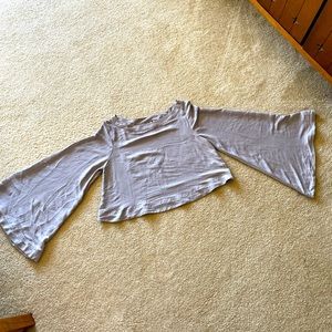 Free People Purple Crop Flowy Top with Bell Sleeve